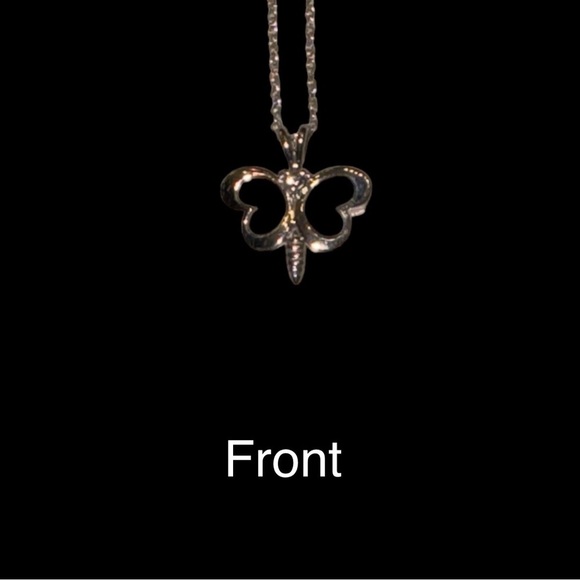 New! White Gold & Diamond Butterfly Pendant Necklace - Picture 6 of 7